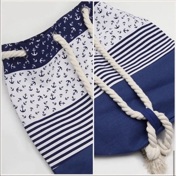 Nautical navy ivory tote bag - Picture 5 of 5